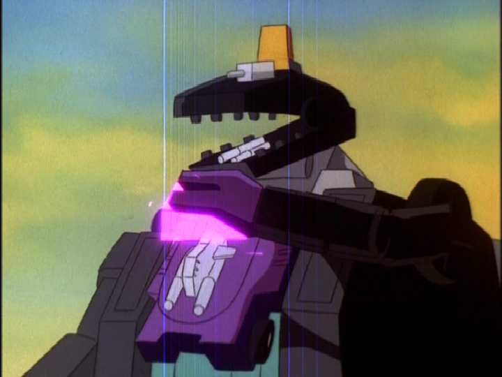 Trypticon eats an energon cube.